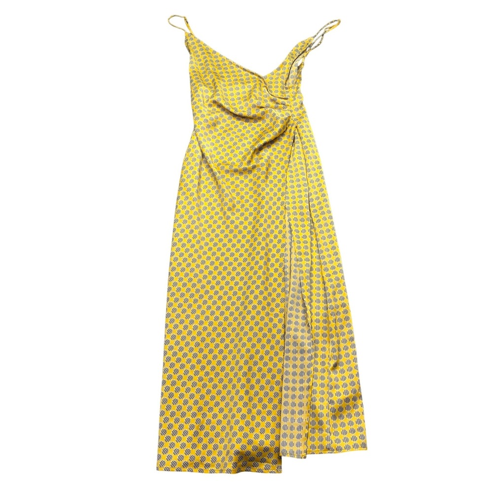 Urban Outfitters Yellow Geometric Print Cowl Neck Midi Slip Dress Small Dress S